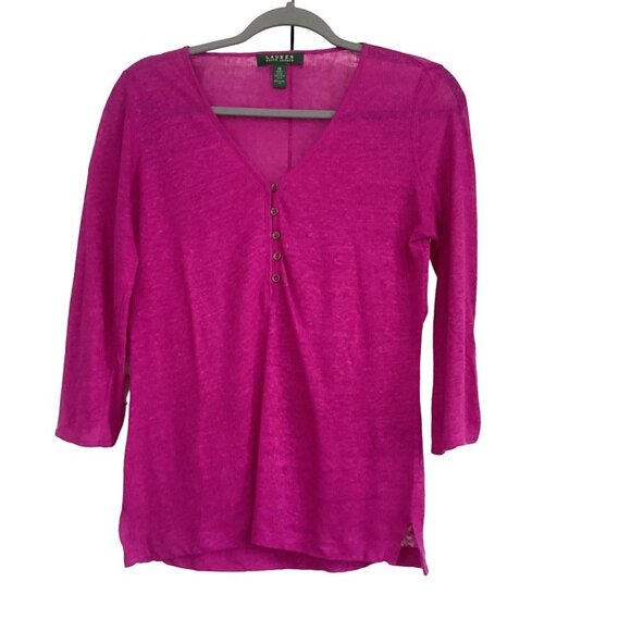 Ralph Lauren Women’s Magenta Purple Linen Lightweight Sweater Pullover XS - Picture 1 of 10